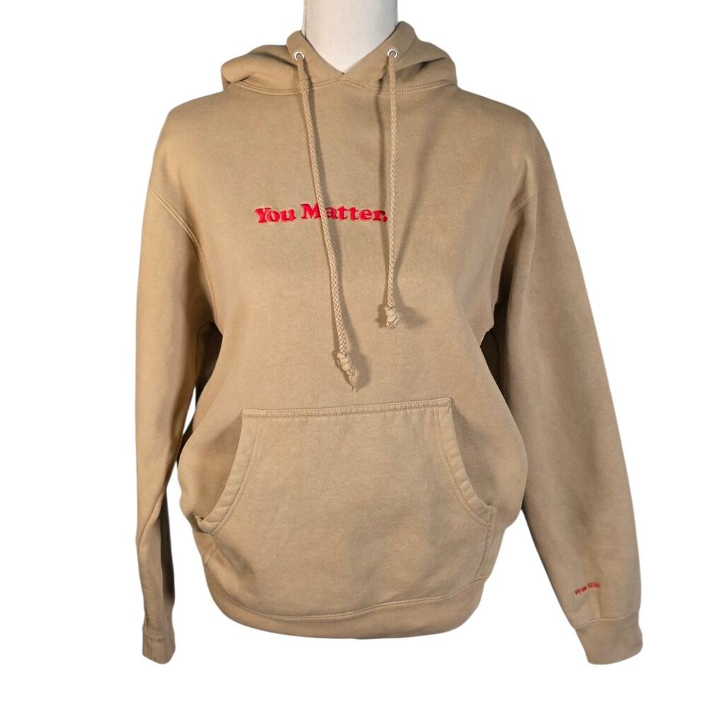 You Matter by Demetrius Harmon Khaki Embroidered Hoodie Small Mental Health